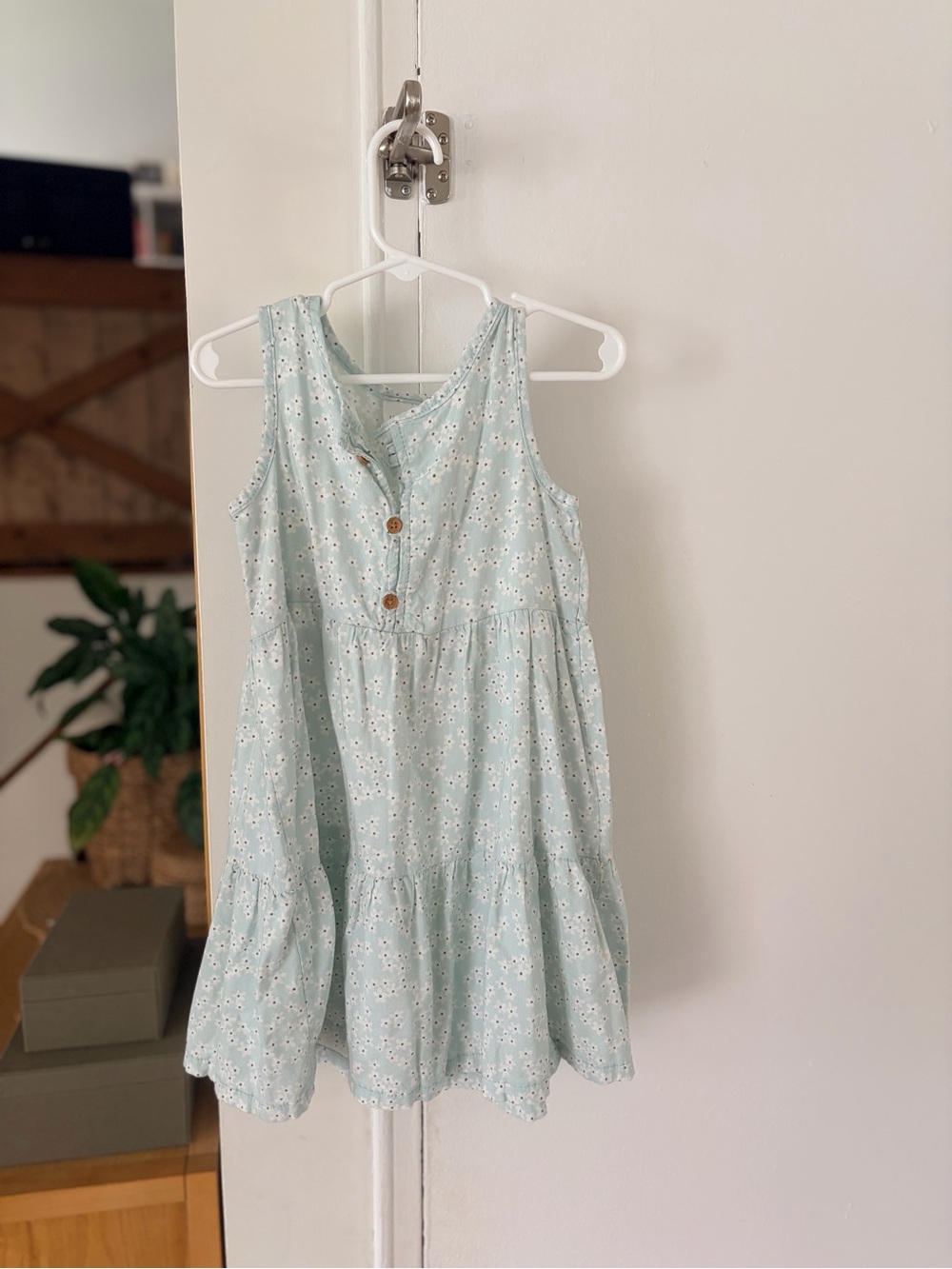 LC Lauren Conrad Pale Blue Floral Tiered Button Sundress